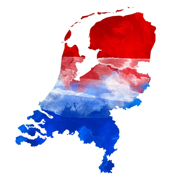 Abstract Aquarelkaart Van Nederland Met Vlag Kleuren — Stockfoto