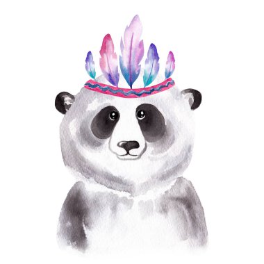 Hint Tüyü Tepesi 'ndeki şirin pandanın suluboya portresi