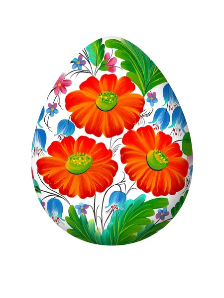 Easter egg with floral ornament. Happy Easter greeting card