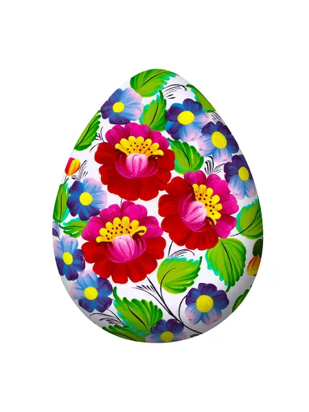 Huevo Pascua Con Adorno Floral Tarjeta Felicitación Feliz Pascua — Foto de Stock
