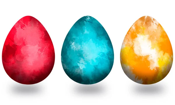 Conjunto Coloridos Huevos Pascua Acuarela Tarjeta Felicitación Pascua Con Huevos — Foto de Stock