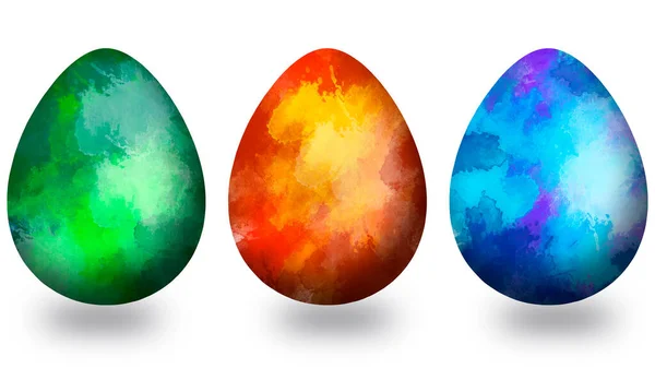 Conjunto Coloridos Huevos Pascua Acuarela Tarjeta Felicitación Pascua Con Huevos — Foto de Stock