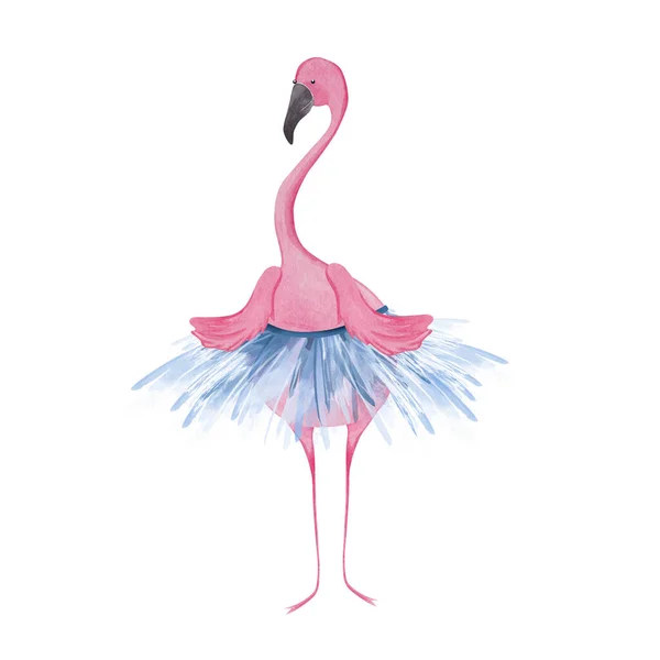 Bailarina Flamingo Bonito Watercolor Crianças Ilustração — Fotografia de Stock