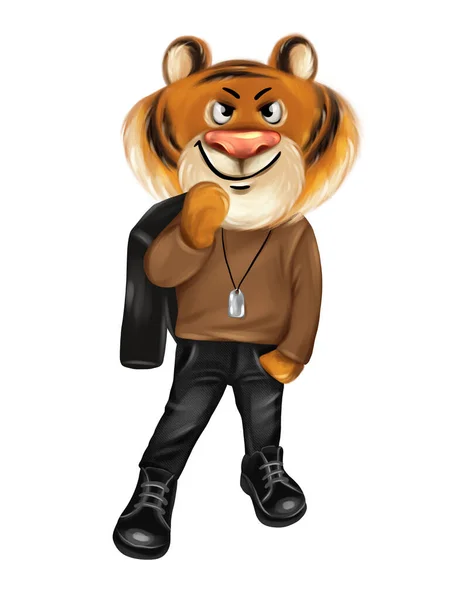Cool fashion tiger. Fashion animal illustration. Chinese New Year of the Tiger