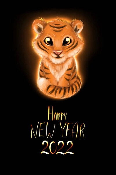 New Year Greeting Card Chinese New Year Tiger 2022 — Stock Photo, Image