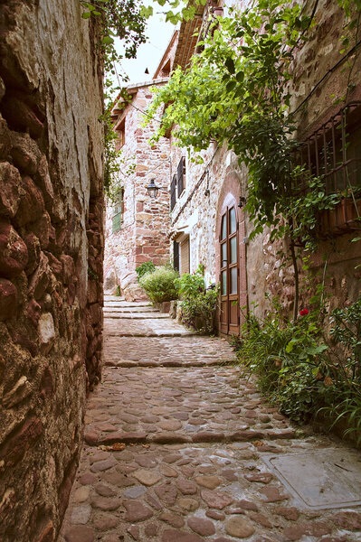 Street in the village of Vilafames. Castellon. Spain