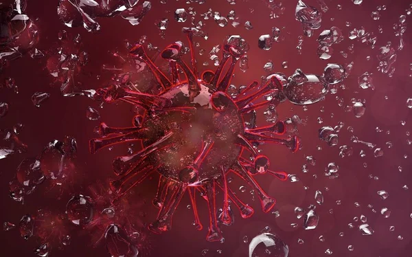 Hintergrund des Coronavirus 2019-nCoV mit Viruszellen und Spritzern — Stockfoto