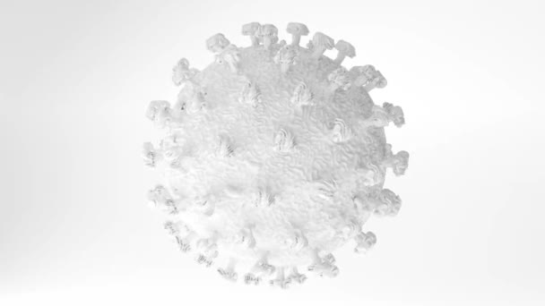 Animación médica realista 3d Coronavirus glóbulos blancos Covid-19. Imágenes de bucle sin costuras aisladas en fondo blanco por centro con espacio de copia — Vídeos de Stock