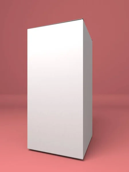 Paper white box 3D illustration mock up. Great for packaging design isolated on pink background — Stock Photo, Image