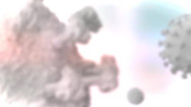 Koronavirüs-2019 'un havada hafif arkaplandaki kaotik hareketinin görselleştirilmesi. Düzenleme için harika bir görüntü