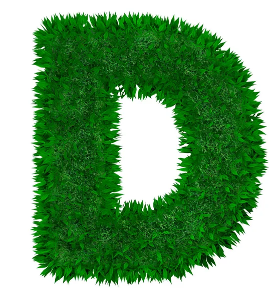 3d rendering lascia font alfabeto inglese. Lettere vegetali natura decorativa. Concetto ecologico — Foto Stock