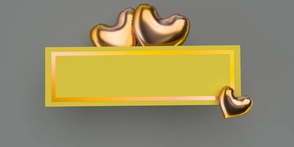Alla Hjärtans Dag Gratulationskort Trendiga Färger Rektangulär Banner Med Gyllene — Stockfoto