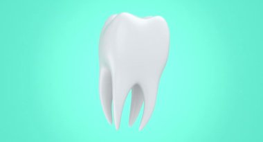 İzole edilmiş 3D dişli model. Yükselen güzel beyaz diş 3D görüntüleme