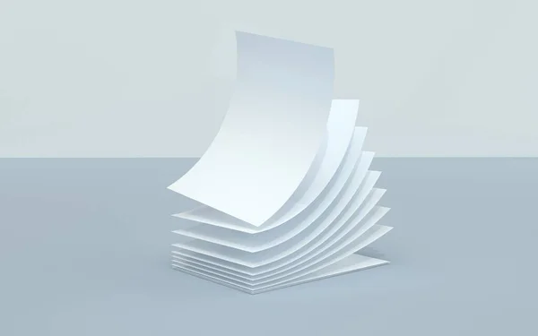 Pila di A4 brochure design mockup. Illustrazione 3d della carta da ufficio — Foto Stock