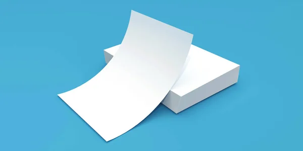 Φυλλάδιο Mockup A4 σε μια στοίβα από χαρτιά γραφείου. 3D απεικόνιση του σχεδιασμού του εγγράφου. Λευκά φύλλα για το πρότυπο. — Φωτογραφία Αρχείου