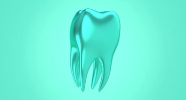 İzole edilmiş 3D dişli model. Yükselen güzel beyaz diş 3D görüntüleme