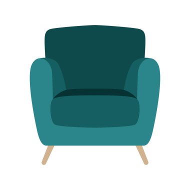 Mavi Sandalye düz çizgi film stili vektör çizimi