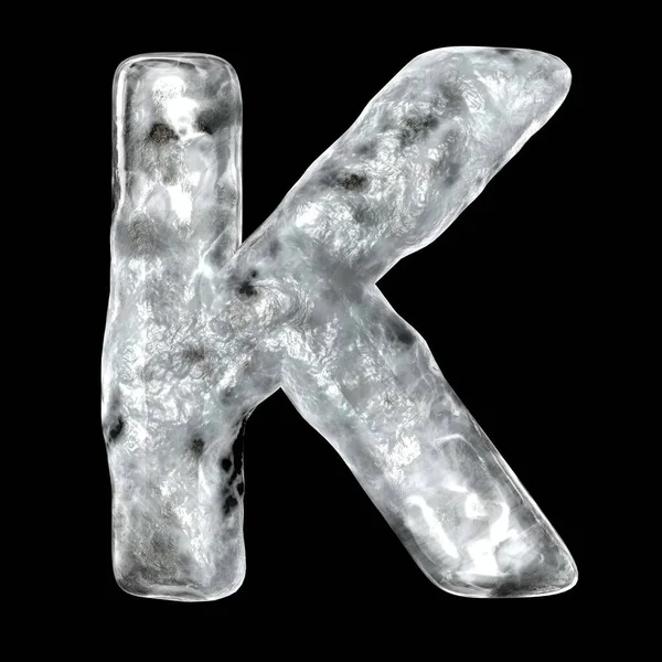 3d иллюстрация ледяной буквы. Реалистичный замораживающий шрифт изолирован — стоковое фото