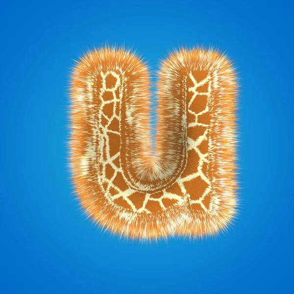 3d renderowanie kreatywnej czcionki żyrafy. Rozdzielczość wysokości liter puszystych i futrzanych — Zdjęcie stockowe