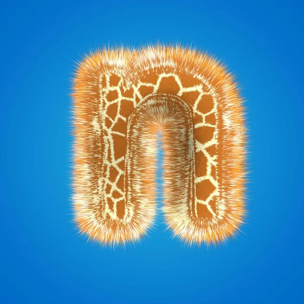 3d rendering creative giraffe font. Fluffy and fur letter hight resolution — Stock Photo, Image