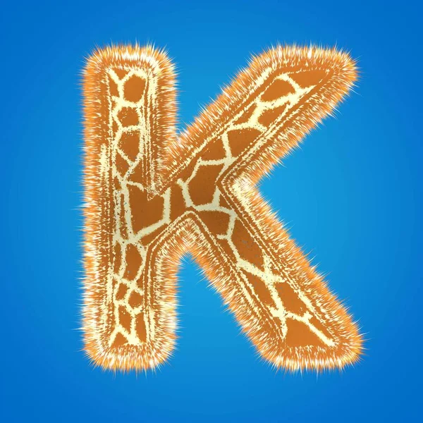 3d rendering creatieve giraffe lettertype. Fluffy en bont hoofdletter hoogte resolutie — Stockfoto