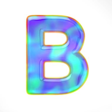 3D parlak mor şeker İngiliz gerçekçi alfabesi. Beyaz 3D rendeleme simgesinde izole edilmiş. 