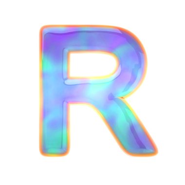 3D parlak mor şeker İngiliz gerçekçi alfabesi. Beyaz 3D rendeleme simgesinde izole edilmiş. 