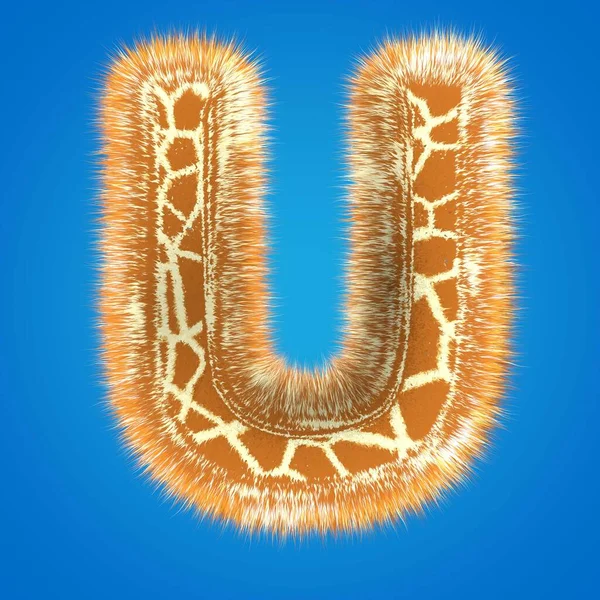 3D-Rendering kreative Giraffenschrift. Flauschig und Fell Großbuchstaben hohe Auflösung — Stockfoto