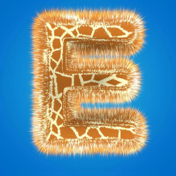 3D-s renderelés kreatív zsiráf betűtípus. Bolyhos és szőrös nagybetűs nagybetűs felbontás — Stock Fotó