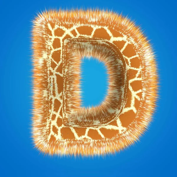 3d rendering creatieve giraffe lettertype. Fluffy en bont hoofdletter hoogte resolutie — Stockfoto