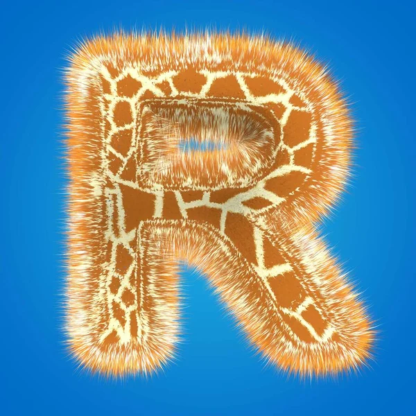 Fonte 3d rendering creative giraffe. Moelleux et fourrure lettre majuscule résolution haute — Photo