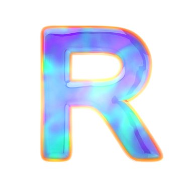 3D parlak mor şeker İngiliz gerçekçi alfabesi. Beyaz 3D rendeleme simgesinde izole edilmiş. 