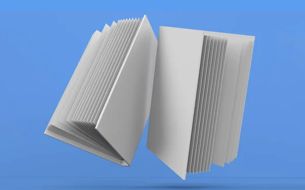 Een mockup van een open en gesloten boek dat boven het oppervlak zweeft. Mockup met schaduw. 3d weergave van hardcover — Stockfoto