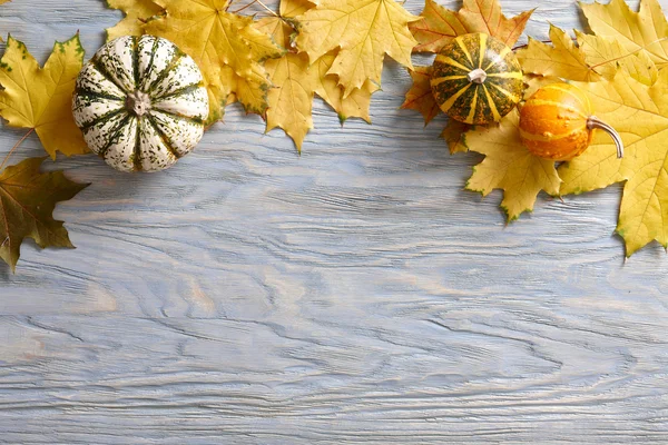 Herbst Hintergrund mit Kürbissen und Blättern — Stockfoto