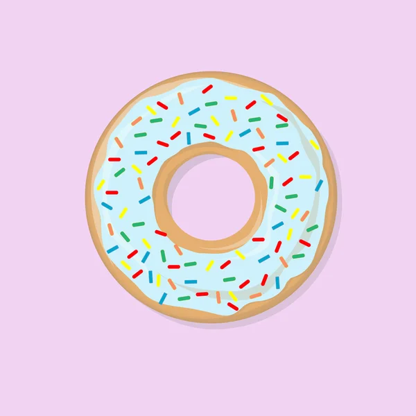 Blauer Donut mit heller Topping-Illustration — Stockvektor
