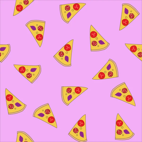 Nahtloses Pizzaschnittmuster — Stockvektor