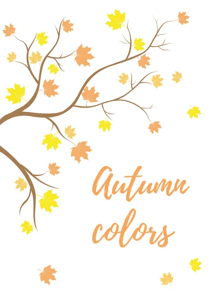 Herbstzweig mit fallenden Blättern — Stockvektor