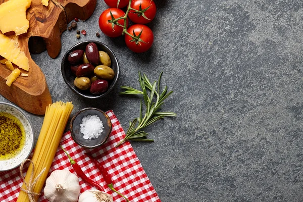 Italian food ingredients on stone background — Stock Photo, Image