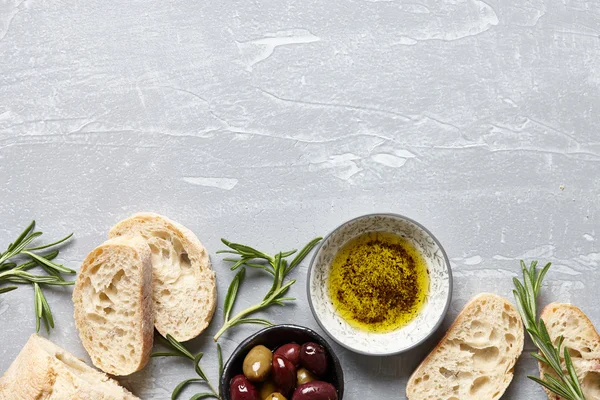 Italian ciabatta with olive oil and herbs — Stock Photo, Image