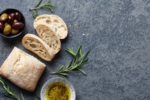 Food background with Italian ciabatta — Stock Photo, Image