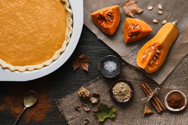 Proceso de cocción de pastel de calabaza — Foto de Stock