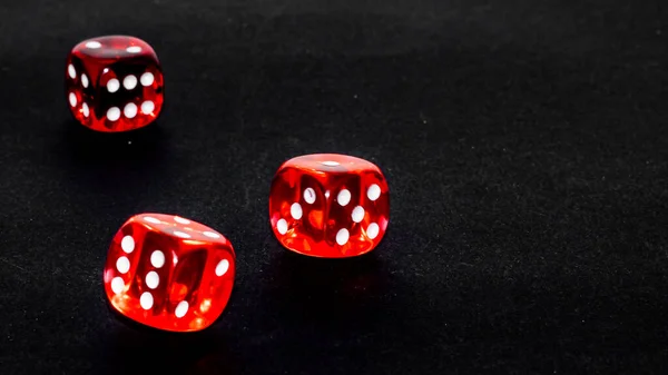 Transparent Red Dice Black Background — Stock Photo, Image