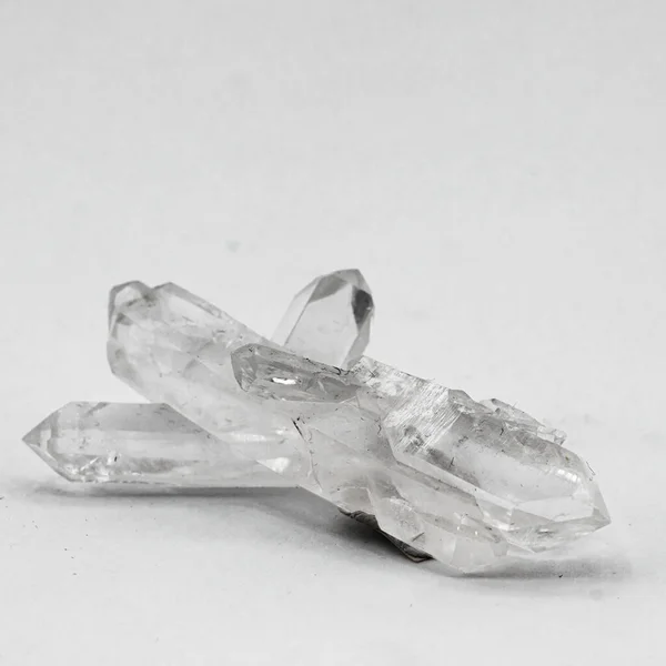 Hyaline Quartz Crystals White Background Fotografia Stock