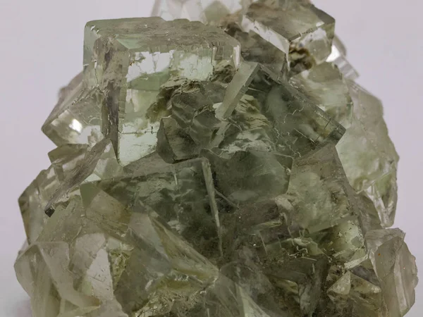 Zöld Fluorit Átlátszó Kockakristályos Ásványminta — Stock Fotó