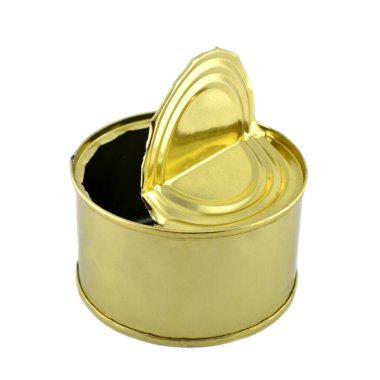 Beyaz arkaplanda teneke kutu aç