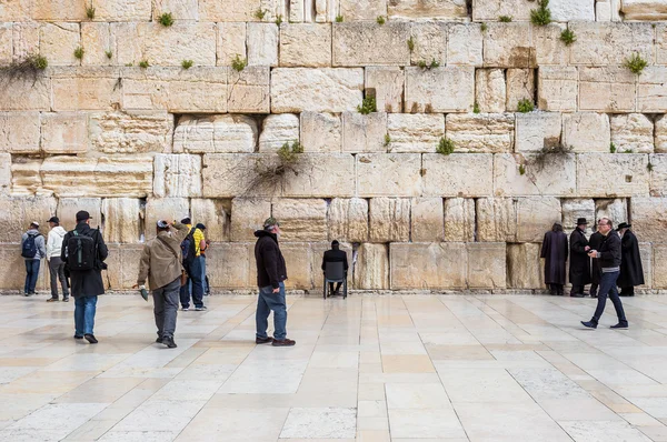 JERUSALEM, ISRAEL - MARCH 15, 2016: People at the men's section