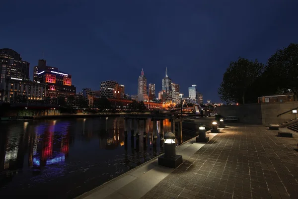 Yarra river at night (Melbourne City Center, Australia) — стокове фото