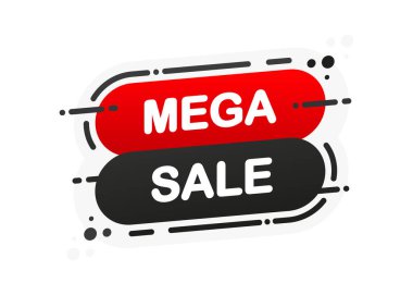 Mega-Sale beyaz arka planda kırmızı düz pankart izole etti. Vektör illüstrasyonu