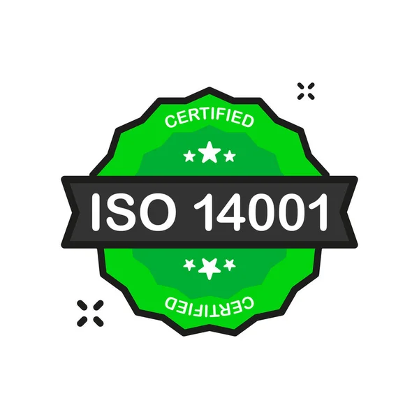 Certificado Iso 14001 Certificado Ícone Selo Verde Certificação Estilo Plano —  Vetores de Stock
