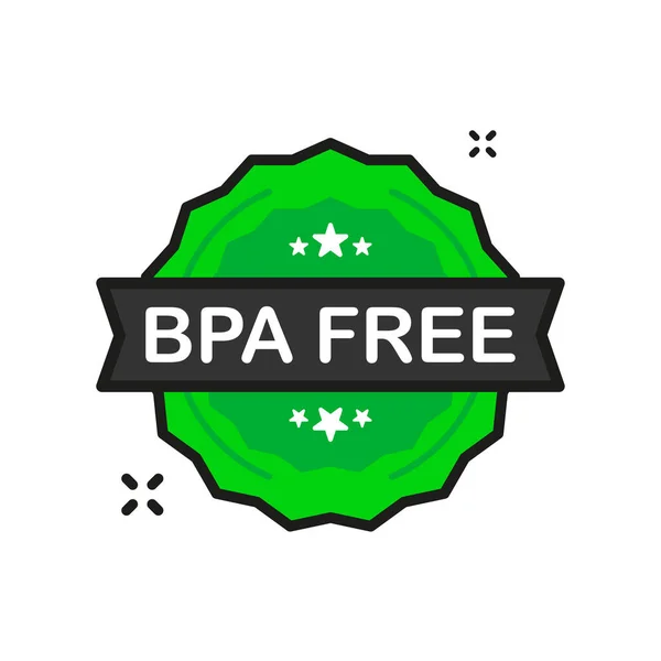 Bpa無料バッジ白の背景にフラットスタイルの緑のスタンプアイコン ベクターイラスト — ストックベクタ